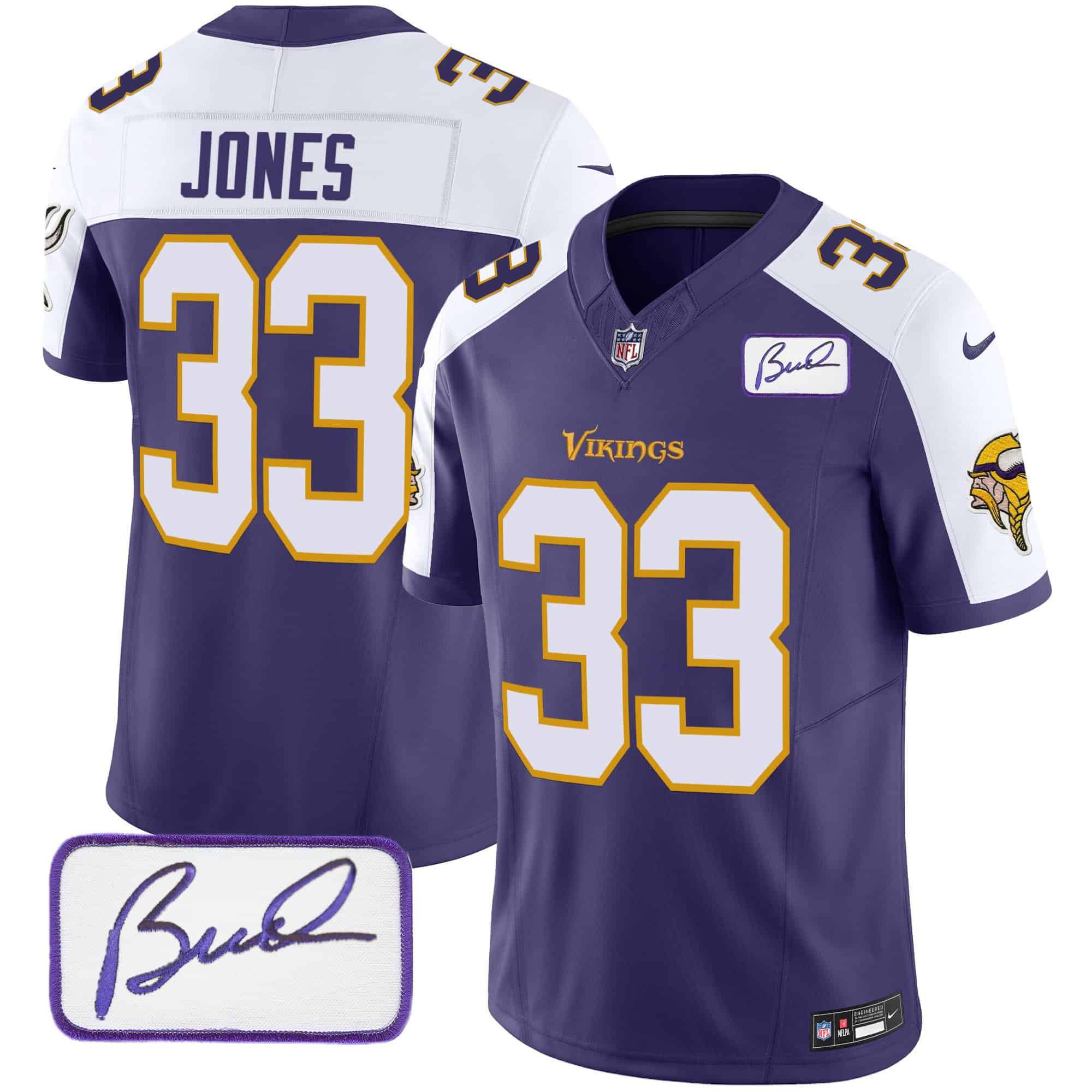 Men Minnesota Vikings #33 Jones Purple 2024 Nike Bud Grant Patch Classic Limited NFL Jersey->indianapolis colts->NFL Jersey